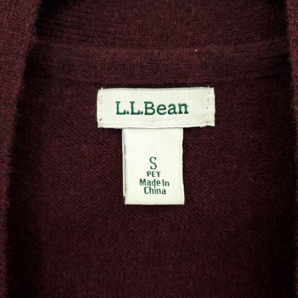 L.L. Bean 100% Cashmere Open Front Patch Pocket Cardigan PS Maroon/Burgundy Red - Picture 3 of 14